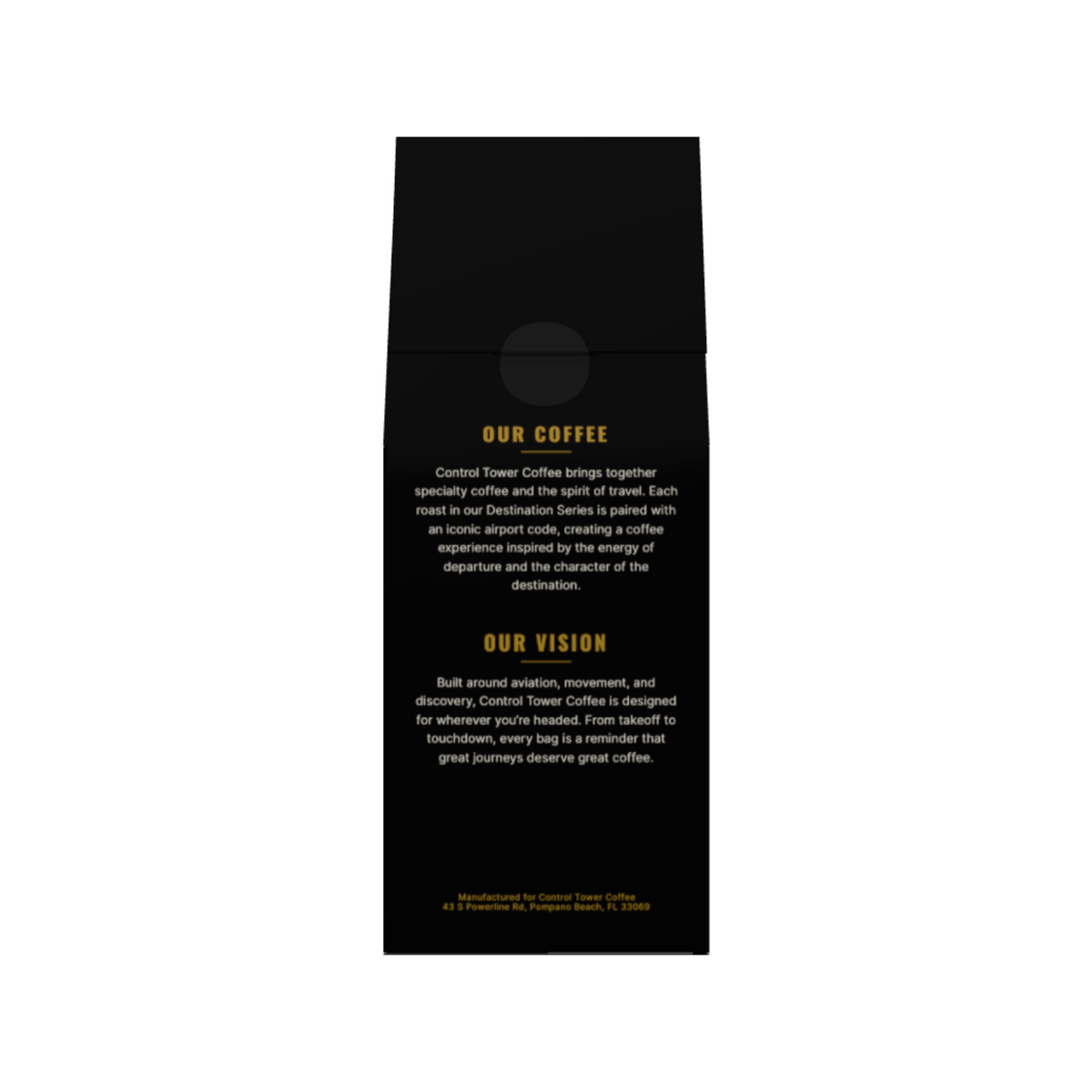 JFK Midnight Departure coffee, 12 oz bag, back label
