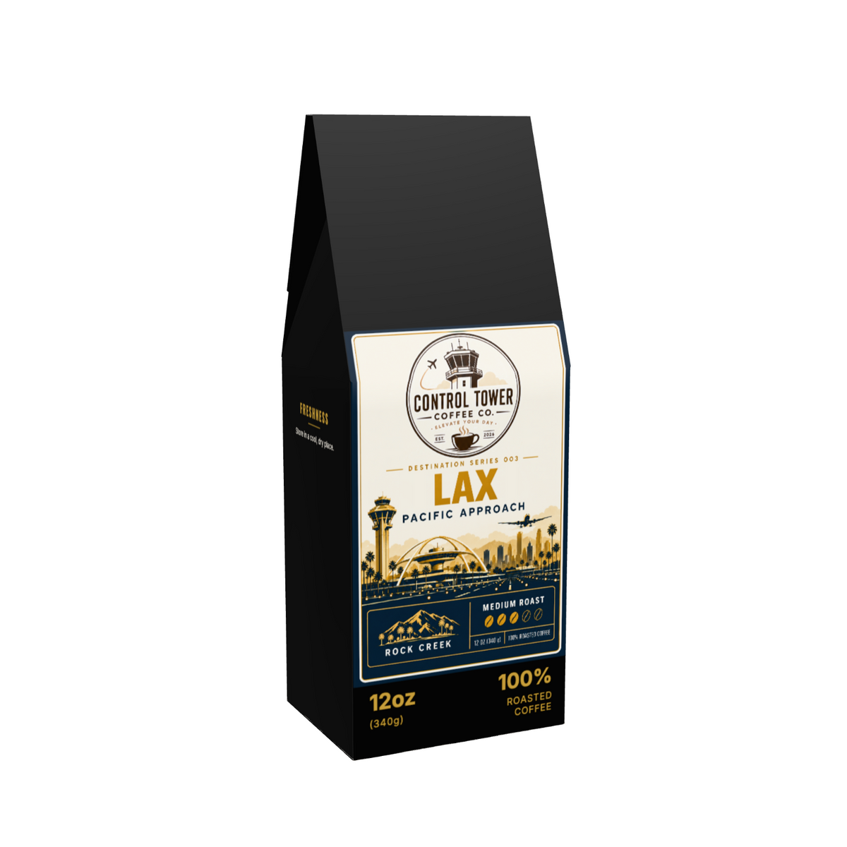LAX Pacific Approach coffee, 12 oz bag, angled view